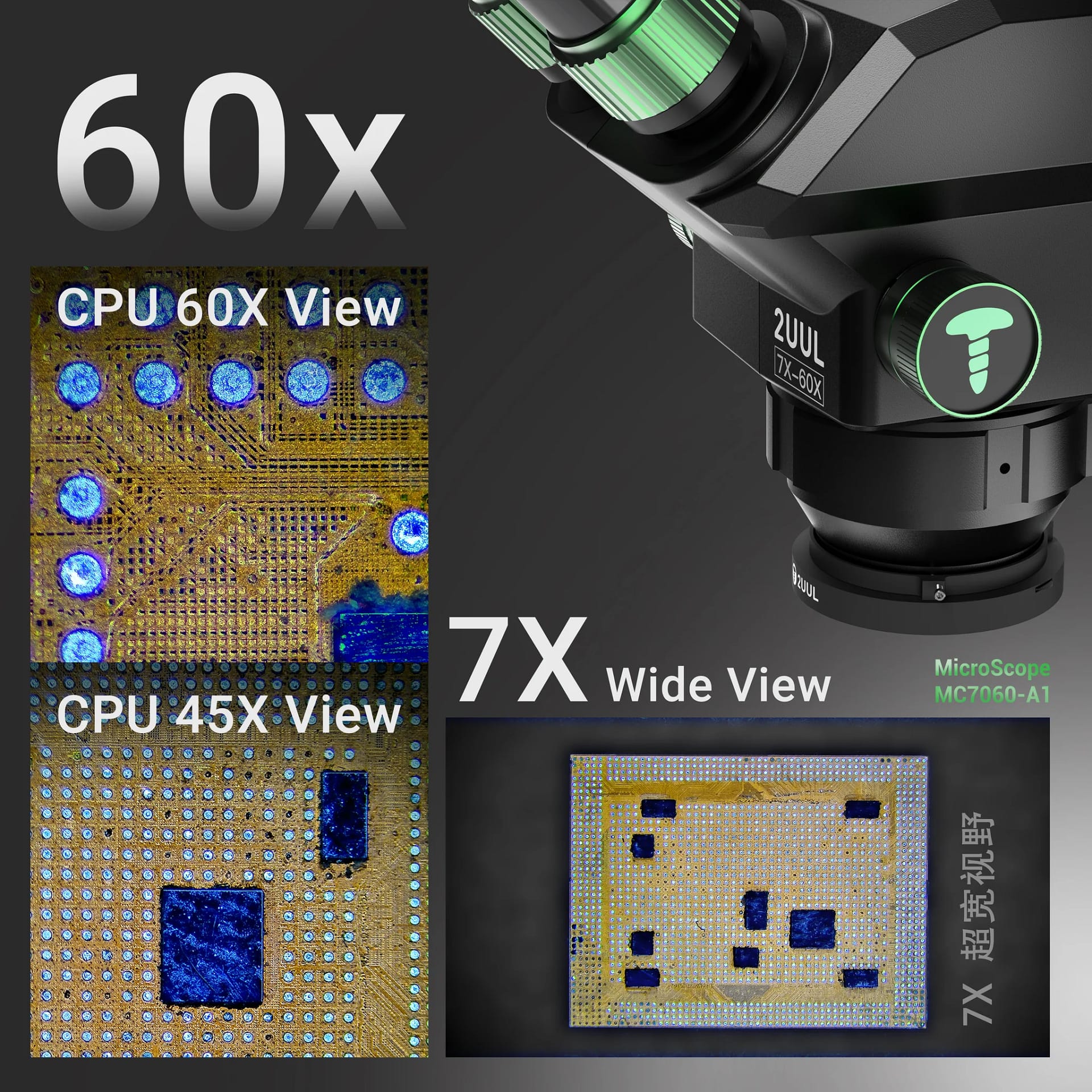 2UUL MC7060-A1 ميكروسكوب - ثلاثي العيون 7-60 - الصورة 3