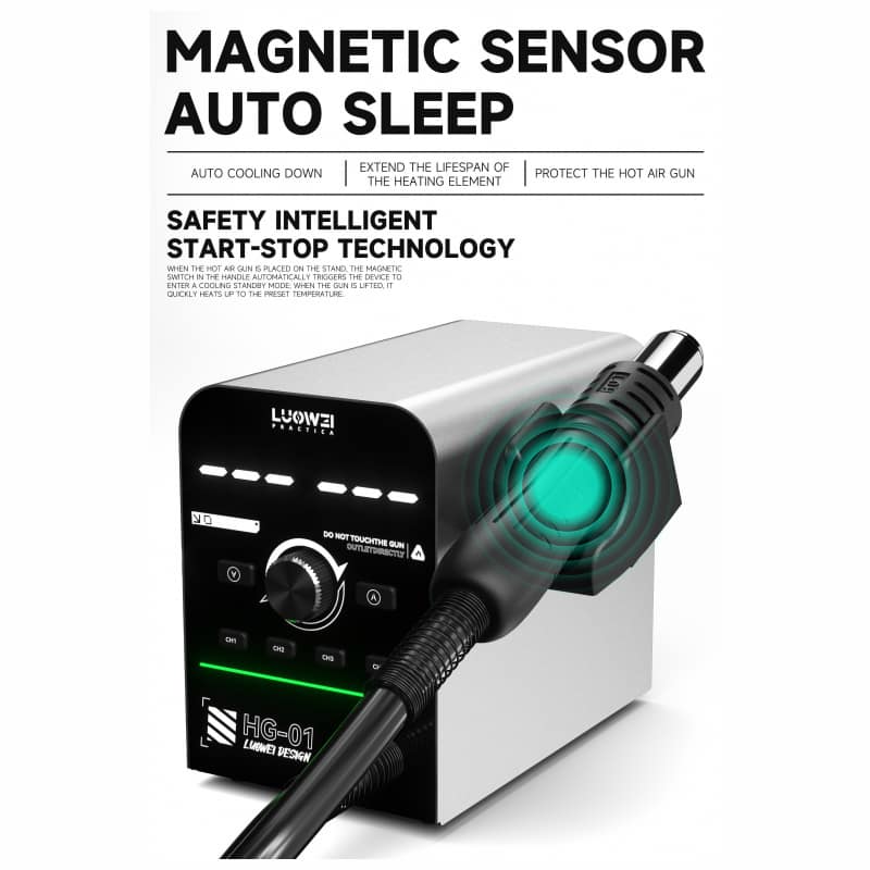 محطة هوت إير لووي LUOWEI HG-01 الذكية - قوة 800 واط وشاشة عرض رقمية مزدوجة - الصورة 2