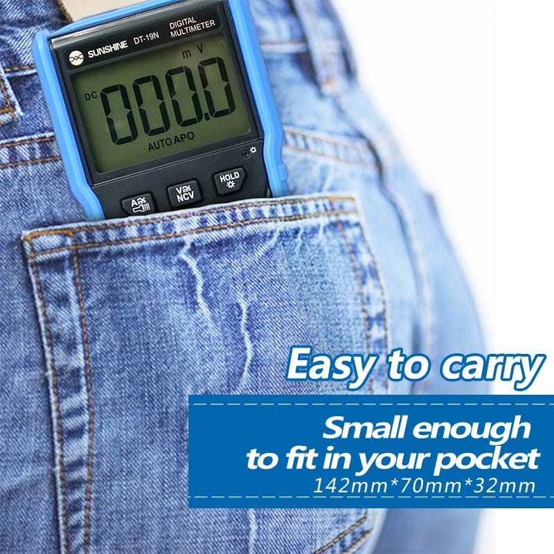 ⁦ملتيميتر SUNSHINE DT-19N الرقمي الصغير - قياس تلقائي (Auto Range) عالي الدقة⁩ - الصورة ⁦2⁩