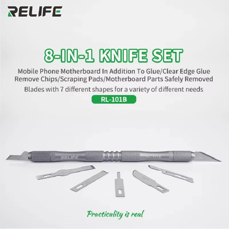 RELIFE RL-101B 8-in-1 Thin Blade Knife Set for BGA Glue Removal