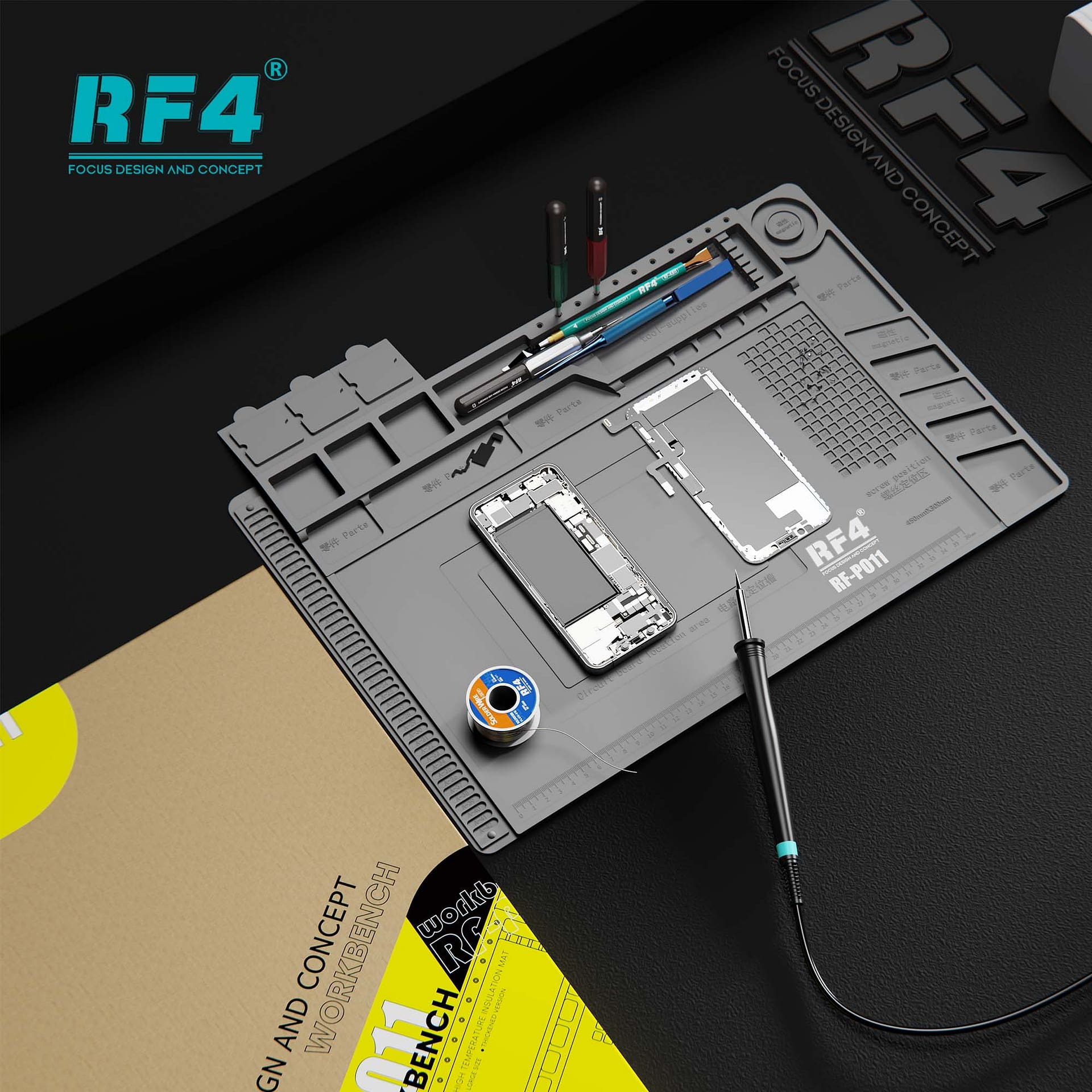 RF4 RF-PO11 Magnetic Heat Insulation Silicone Pad for Mobile Repair