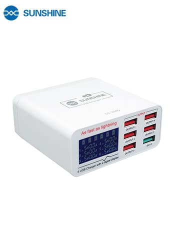 SUNSHINE SS-304Q 6-Port Smart USB Charger with QC 3.0 and LCD Display
